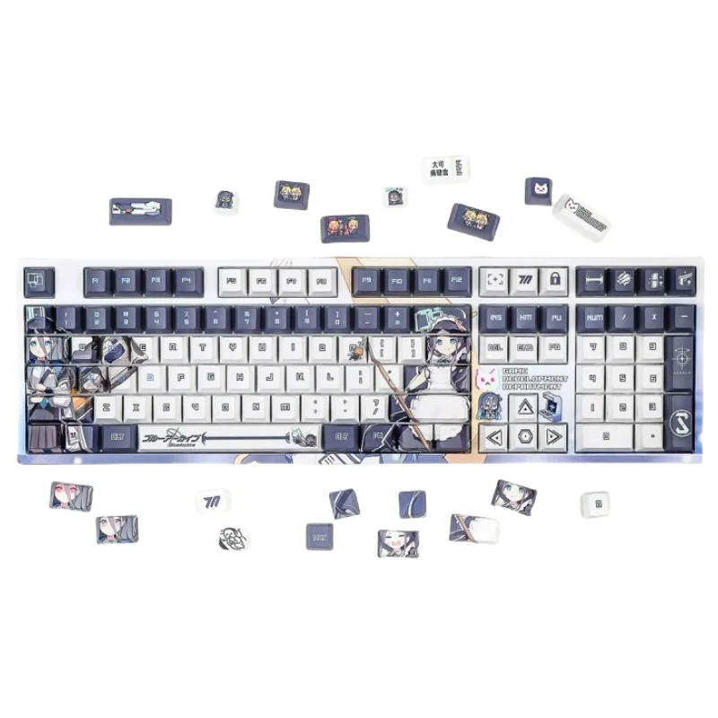 Imagem -05 - Arquivo Azul Alice Temático Keycaps 120 Chave Pbt Sublimação Térmica Teclado Mecânico Anime Jogo dos Desenhos Animados Coletar Presentes Keycaps