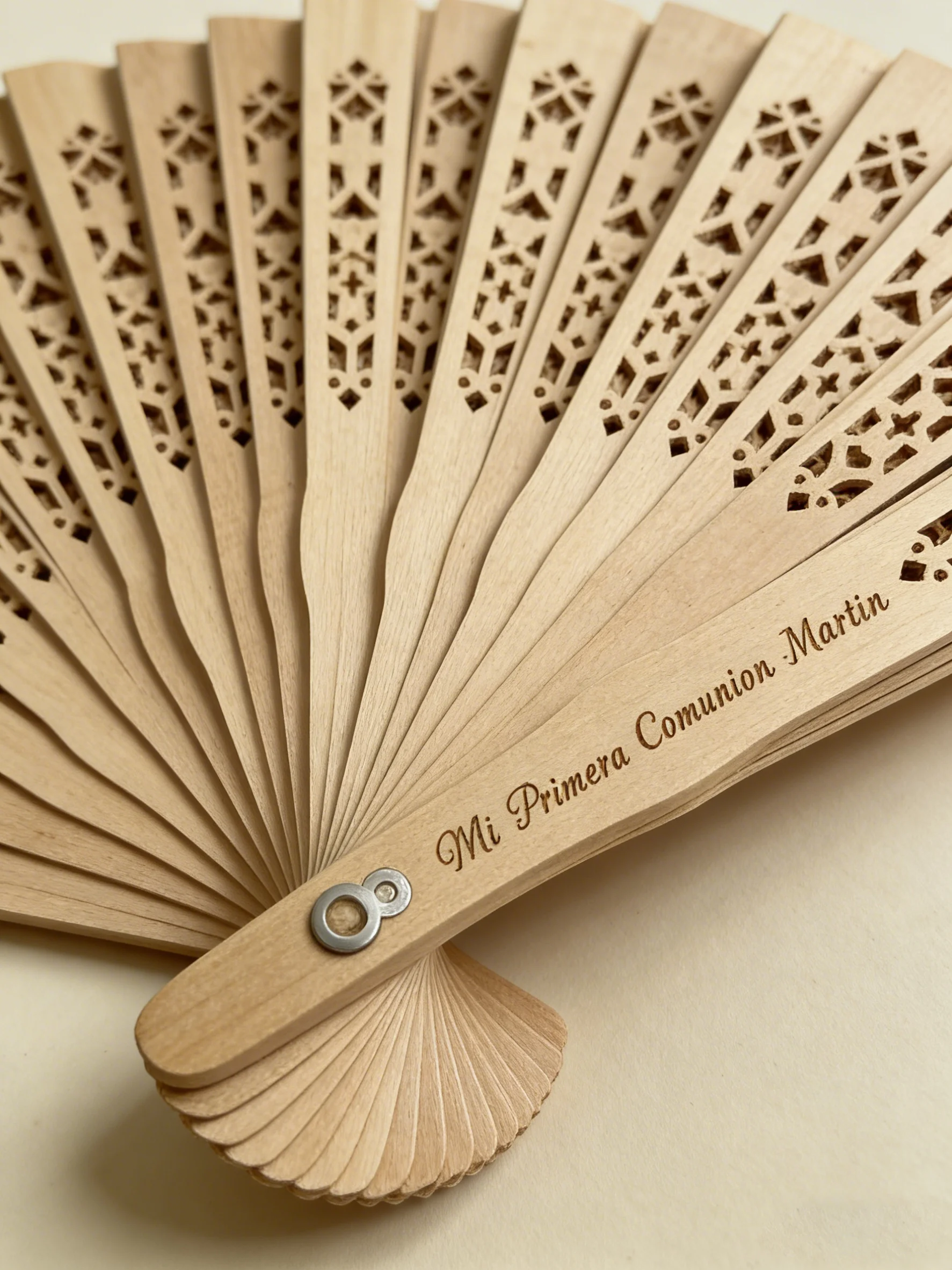 Custom embroidered linen kippah, engraved custom handheld fan, wooden personalized wedding hand fan.