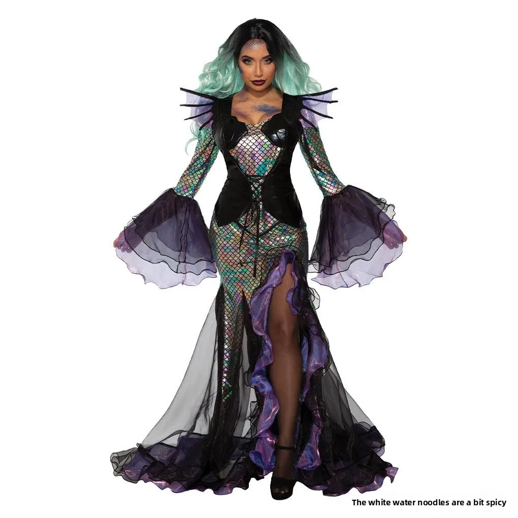 

Halloween Mermaid Cosplay Dress Dark Witch Performance Skirt Party Festive Ethnic Stage Costume Women's Fashion