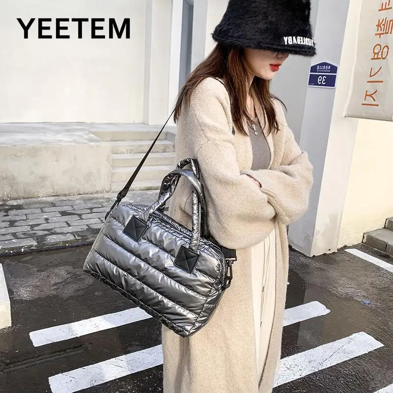 New Down Handbag Large Capacity Fashion Shoulder Cotton Crossbody Bag Nylon Shoulder Messenger Handbags