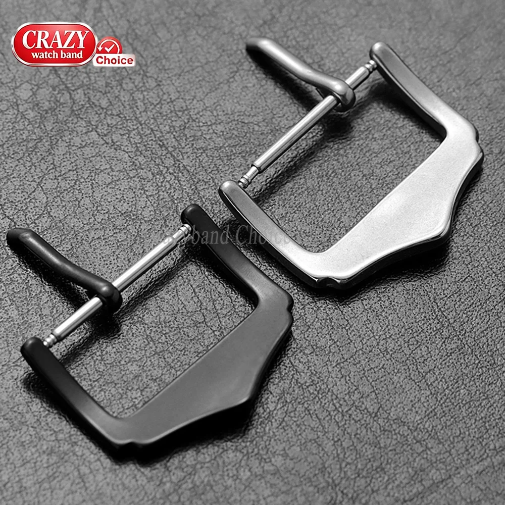 16mm 18mm 22mm Stainless Steel WatchBand Buckle Silver Black Polished Belt Clasp Metal Clasp Replacement for Leather Watch Strap - view 4