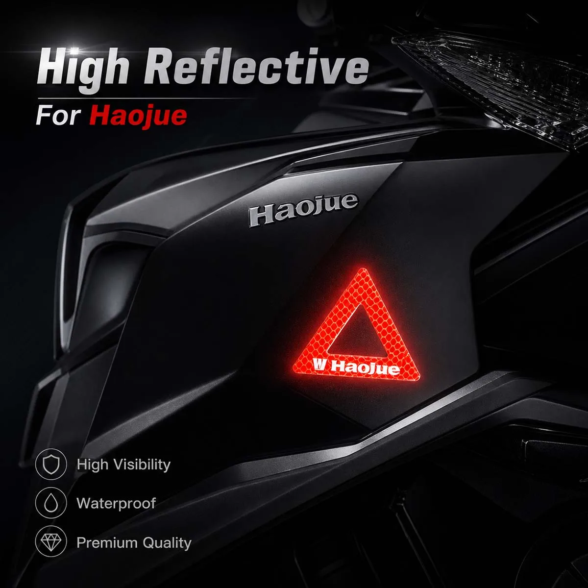 For Haojue High Reflective Triangle Safety Warning Motorcycle Stickers Moto Scooter Helmet Body Decor Vinyl Accessories Decals