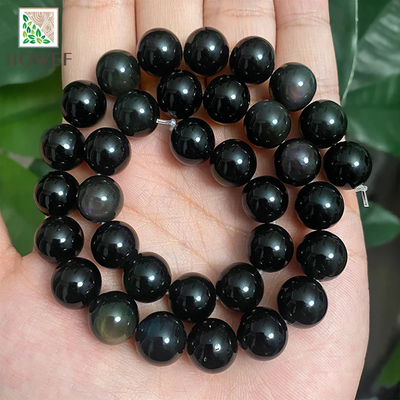 4/6/8/10/12/14mm Natural  Black Obsidian Stone Round Beads for Jewelry Making DIY Bracelet Earrings Accessories 15\