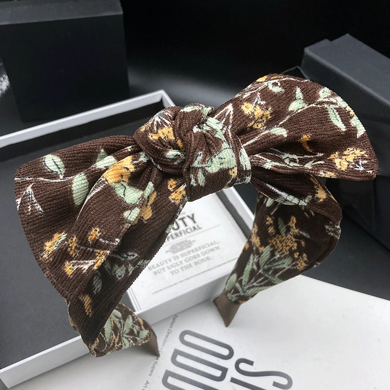 

Модная повязка для волос в европейском и американском стиле с бантом для женщин с высоким лобом и широким ободом для повседневного использования