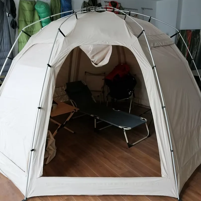 

Hot-selling Hot Large Capacity TC Fabric Aluminum Pole Surface Mildew Proof Family Friends Outdoor Camping Tent Waterproof