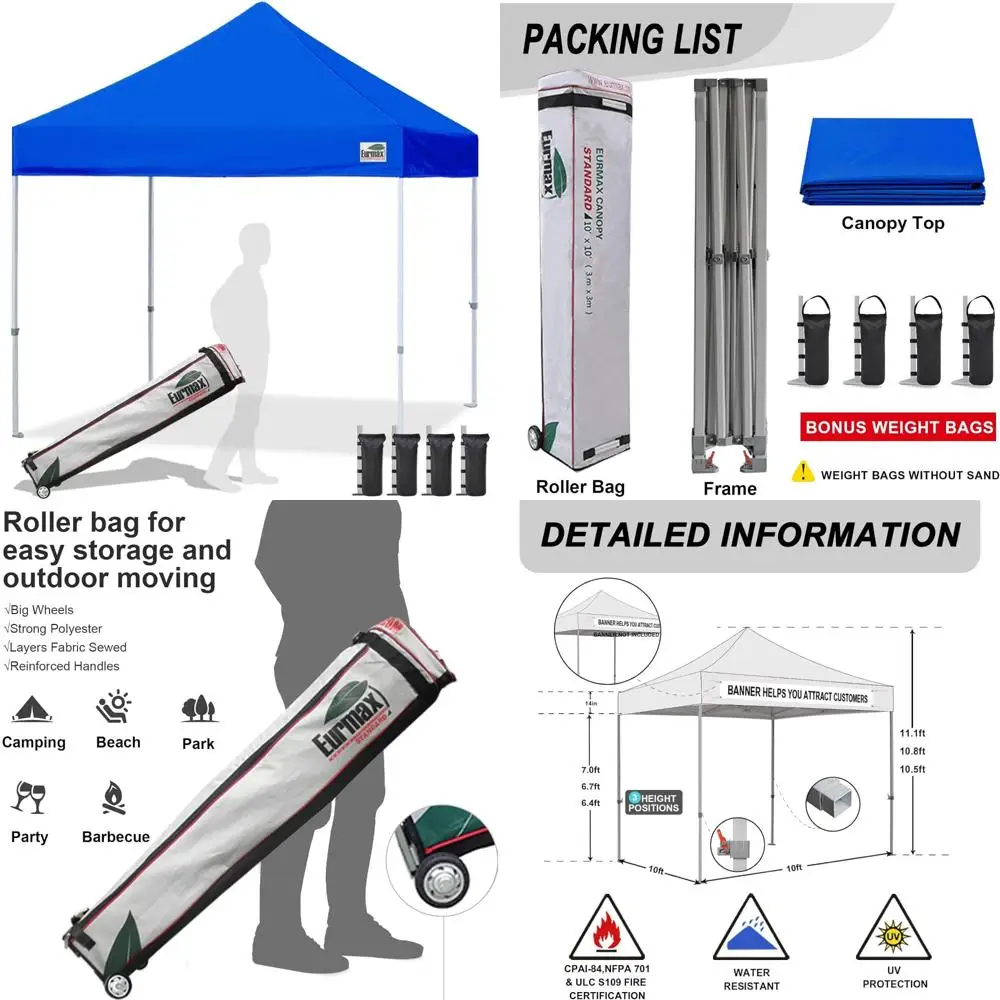

Heavy-Duty 10x10ft Outdoor Pop Up Canopy Tent for Commercial Events with Roller Bag and Instant Setup Feature