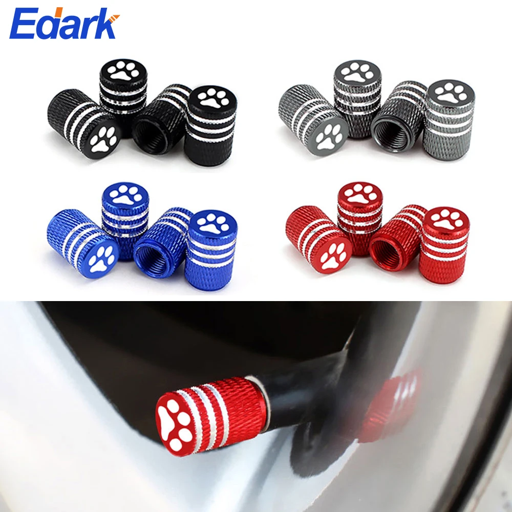 4Pcs/Set Bear's Paw Style Car Tire Valve Caps Aluminum Alloy Hub Cap Laser Modification Wheel Tire Cap Decorative Accessories