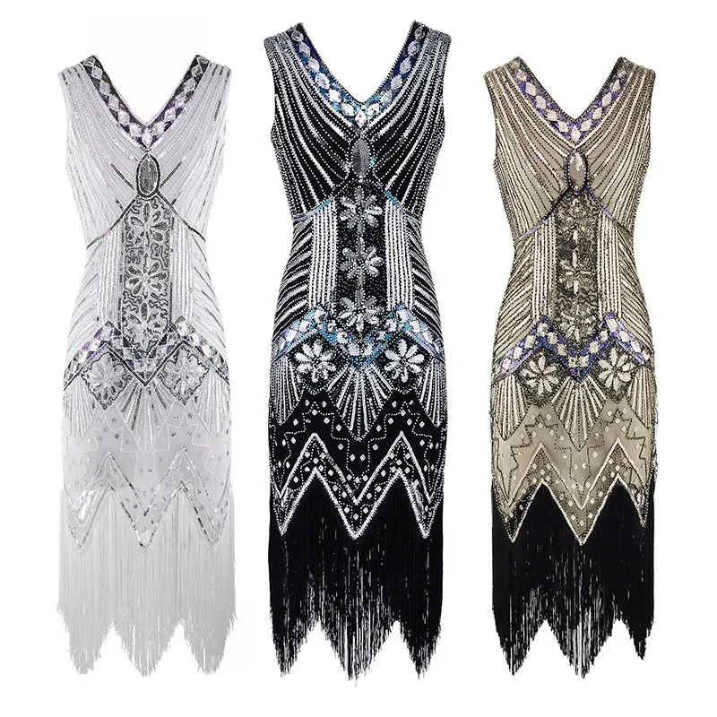 1920s flapper dress plus size S-4XL women's fashion vintage Great Gatsby Charleston sequin tassel 20s party dress girl costume