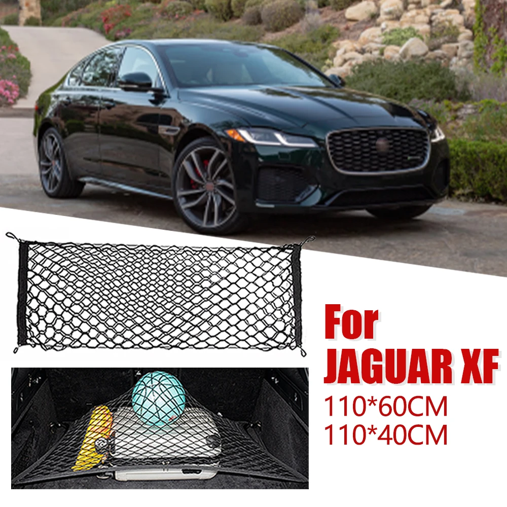 For Jaguar XF 2007-2025 Trunk Cargo Net The Car Storage Organizer Includes Mounting Hooks To Keep Cargo Tidy 2009 2012 2018 2024