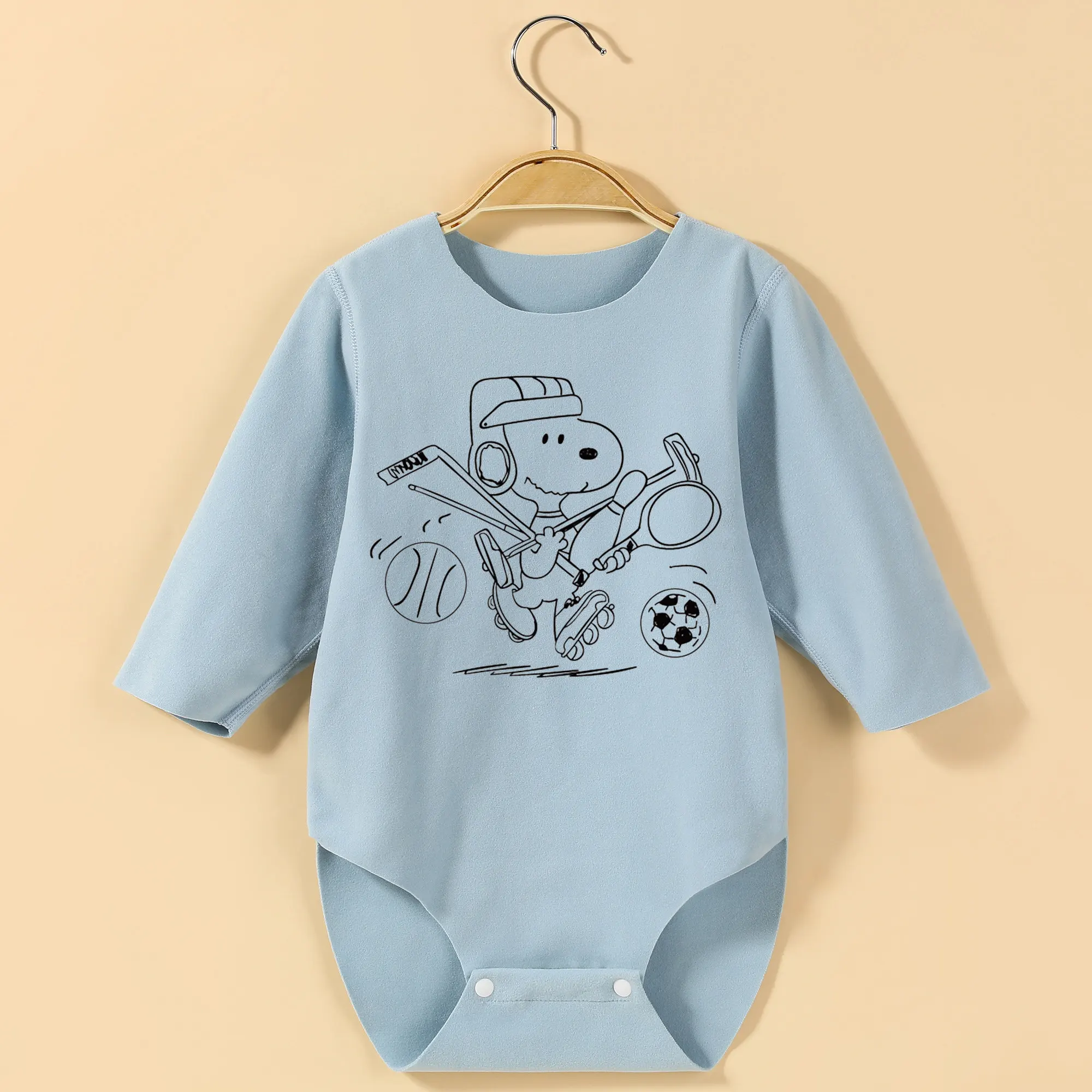 

Хоккейный SNOOPY, детское боди с милым принтом и длинными рукавами, комбинезон для роста 60-90 см, детская одежда, удобный комбинезон