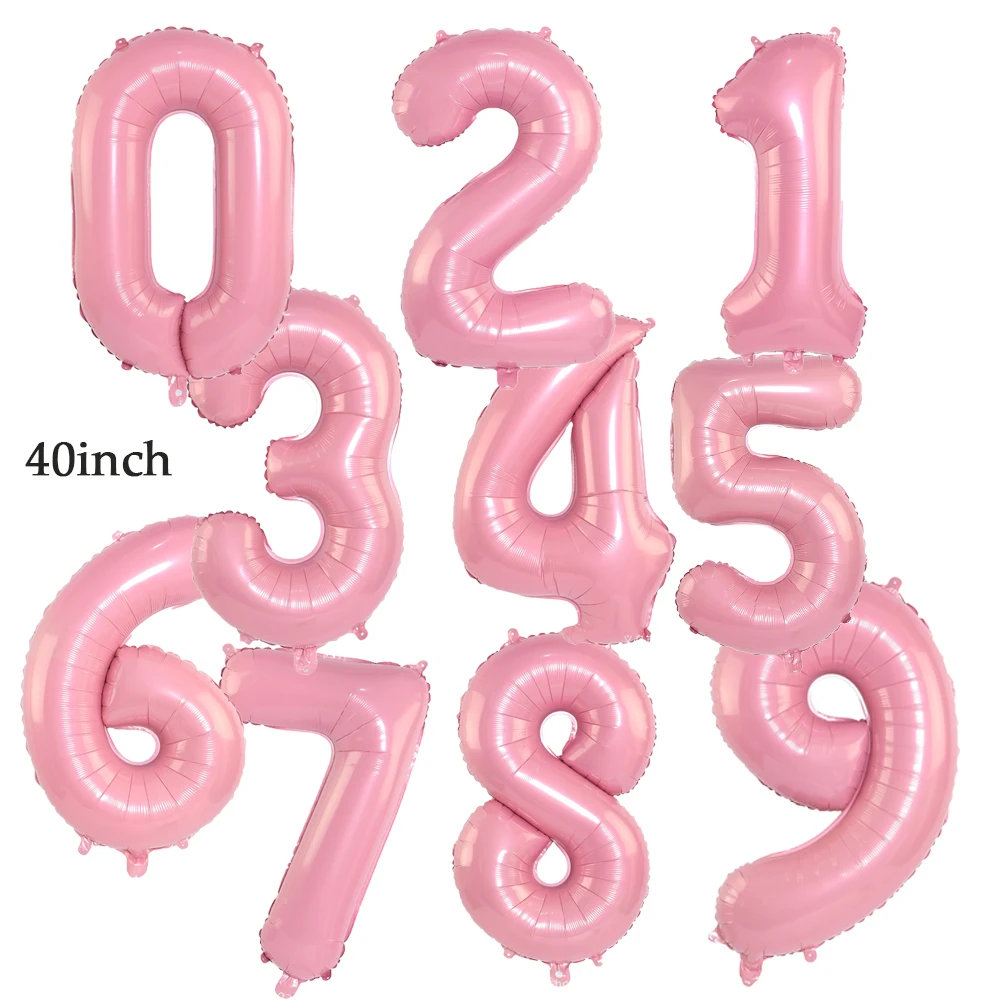 35pcs Larger Butterfly with 40nch Number Foil Balloon Set Macaron Pink Purple Balloons for Girls Birthday Baby shower Party Dec