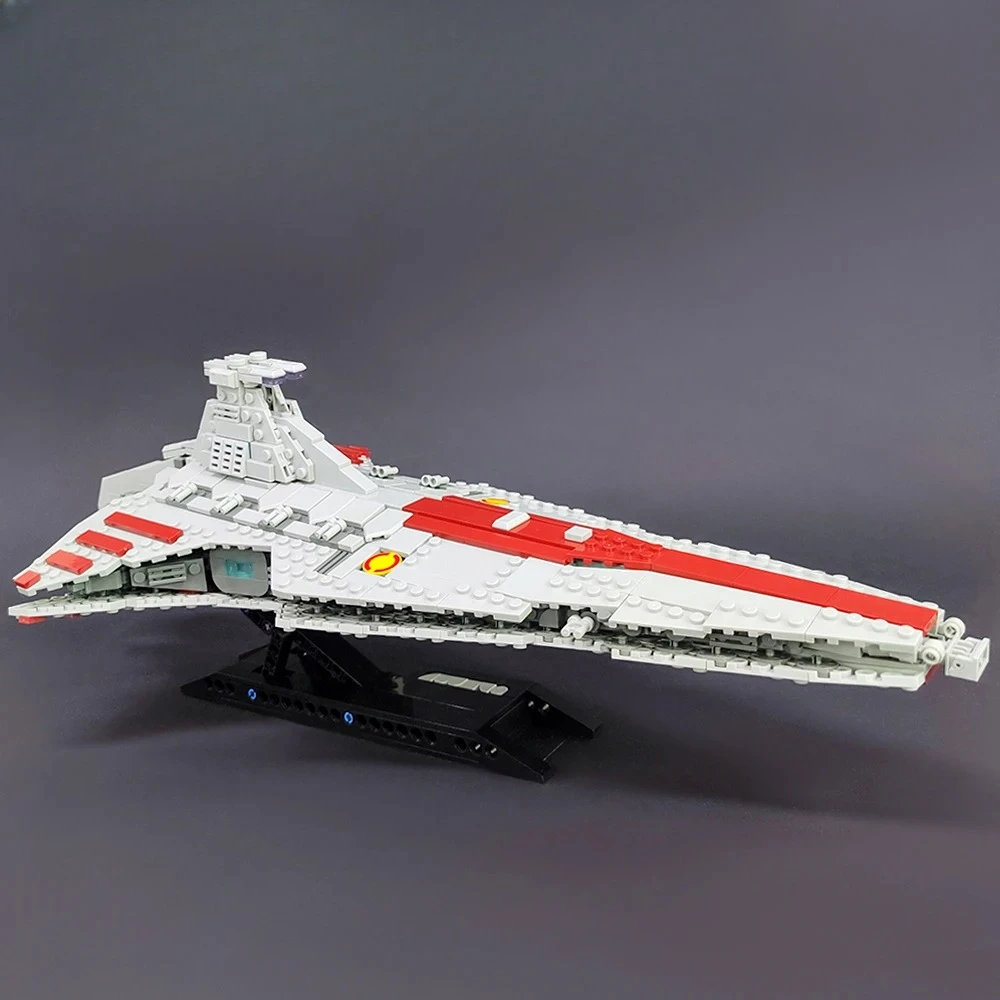 

Disney Creative 75441 Venator Republic Cruiser MOC Building Blocks Space Wars Clone Wars Era Model Attack Ship Dual Bridges