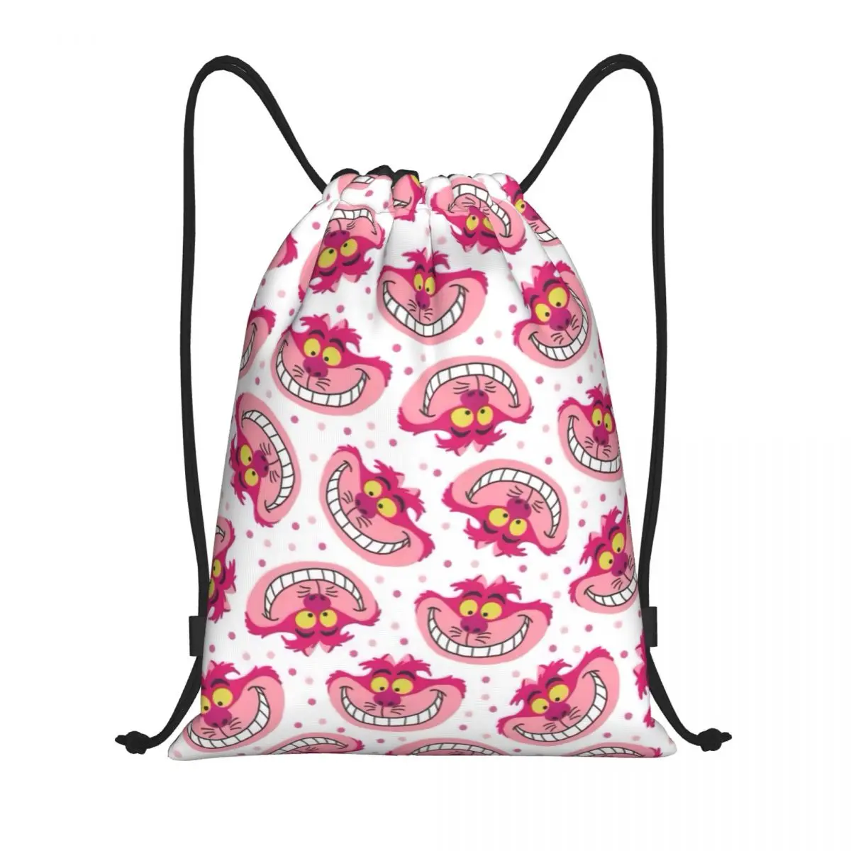 Custom Cheshire Cat Cartoon Drawstring Backpack Bags Women Men Lightweight Gym Sports Sackpack Sacks for Traveling