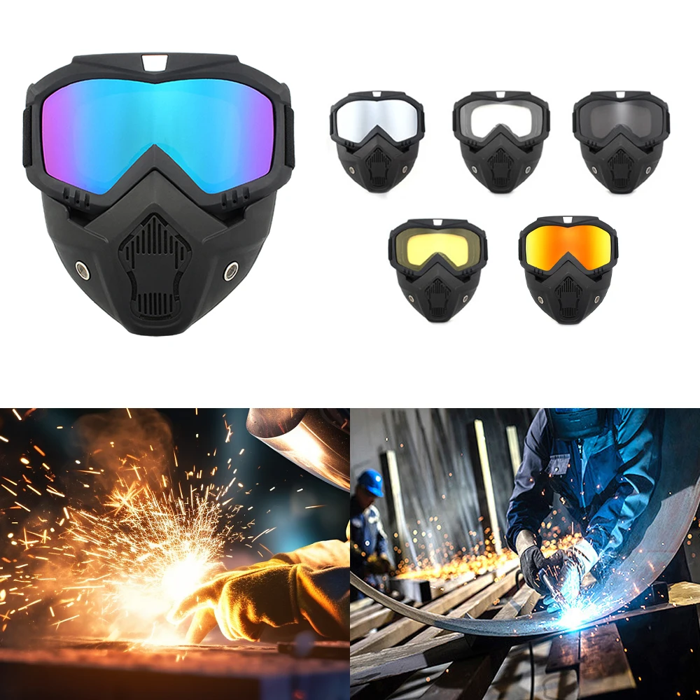 Safety Welding Mask Wrap Around Protection Flame Resistant Welding Goggles with Mask for Cutting Grinding Welding Glasses