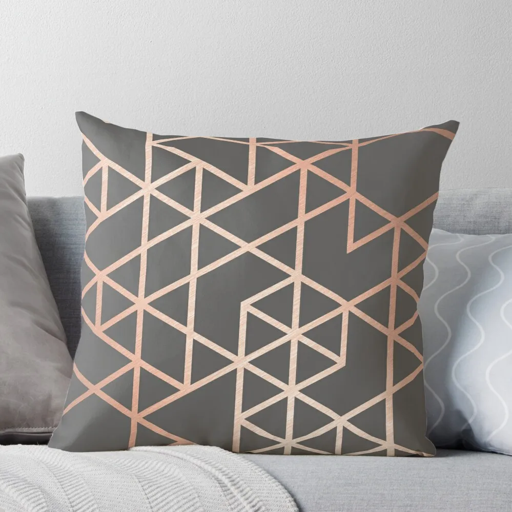 

Rose Gold and Gray Geometric Pattern Throw Pillow Cushion Cover Set Pillows Aesthetic autumn pillowcase bed pillows