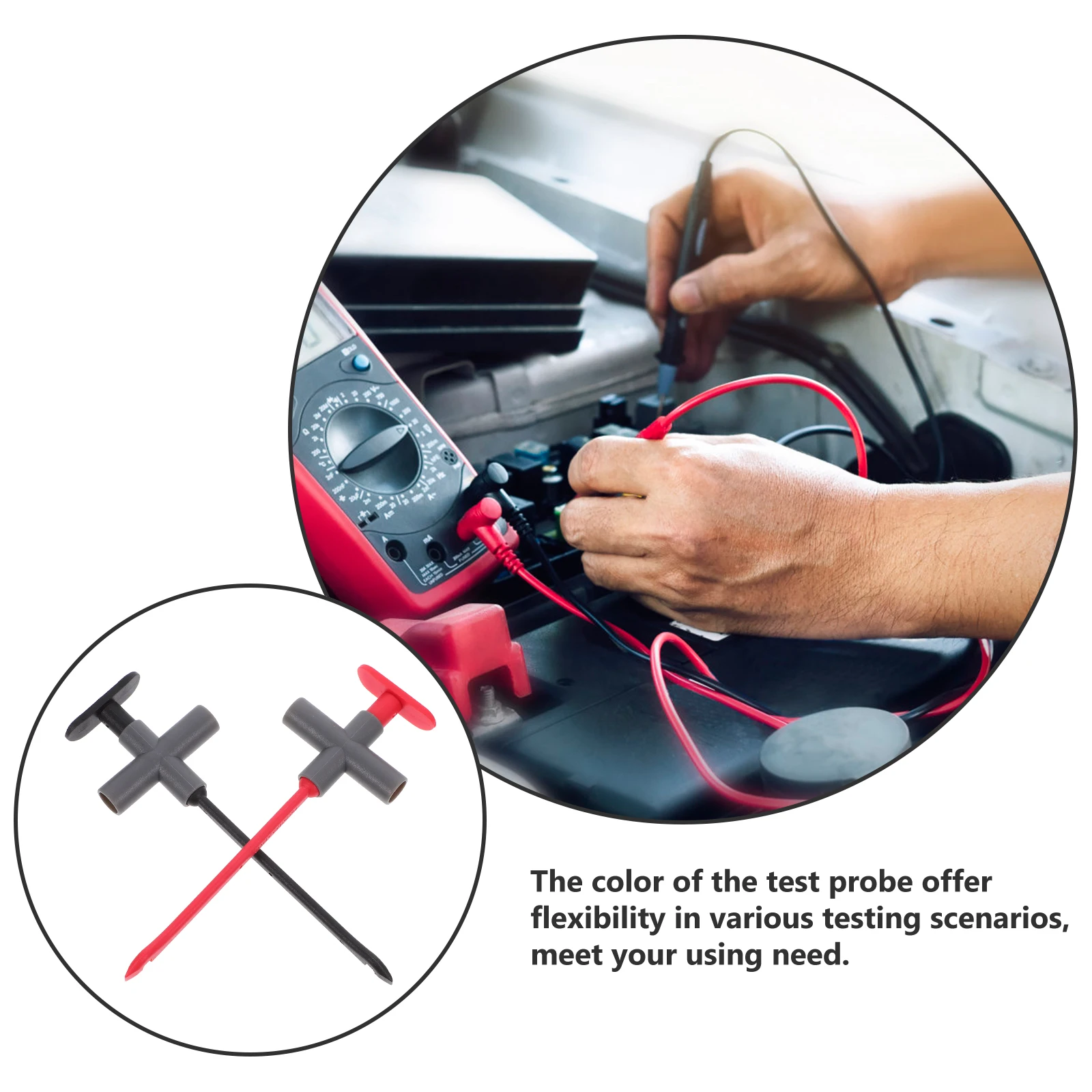 

2pcs Puncture Needle Test Hook Electrical Probes Non-piercing Multimeter Leads Tester Tips Safety Reliable Performance