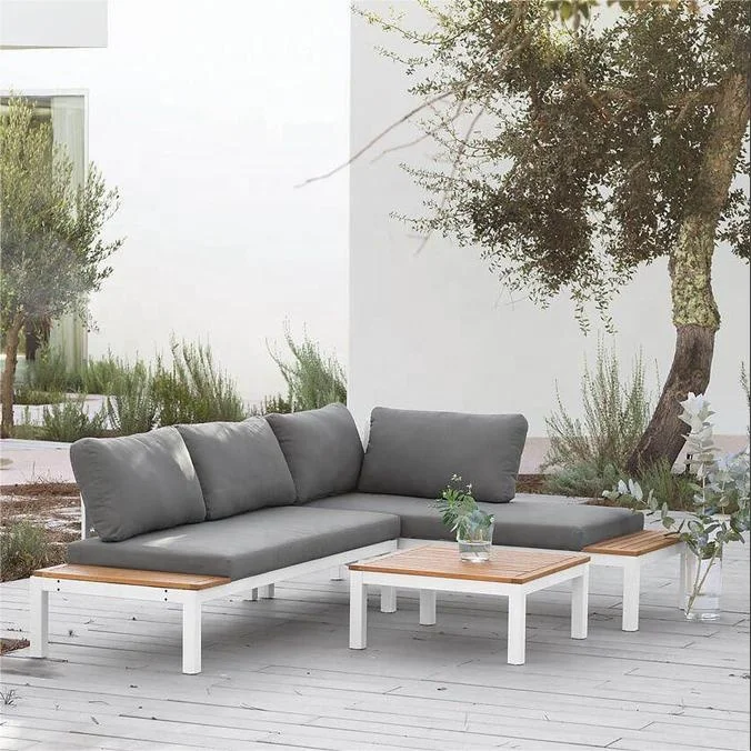 

Hot Sale Design Outdoor Furniture Sets Lounge Outdoor Sofa Aluminum Frame Teak Garden Sofa Set Furniture Outdoor