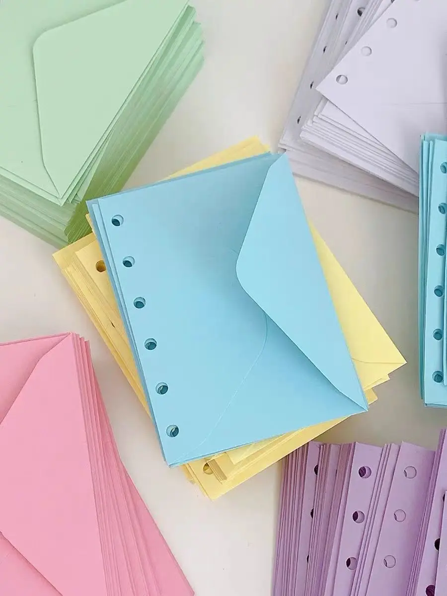 

5pcs A7 Paper Envelopes Loose Leaf 6 Hole Binding Pockets Refills Card Storage Bag Holder Organizer for Notebook Stationery