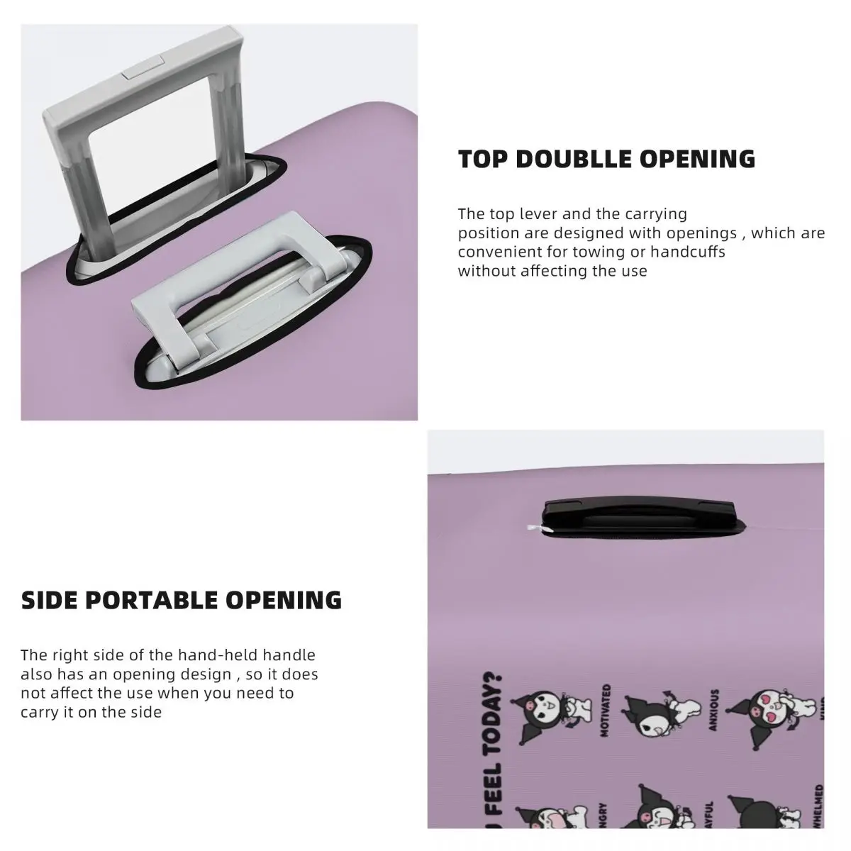 مخصص مضحك سانريو كورومي ميمي غطاء أمتعة السفر غطاء حقيبة مرنة حامي صالح 18-32 بوصة