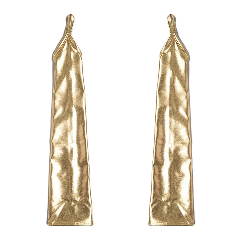 48 سنتيمتر الأسود أصابع ورنيش الجلود هوك إصبع قفازات طويلة المرأة مثير تأثيري مرحلة الأداء ملهى ليلي القطب الرقص القفازات