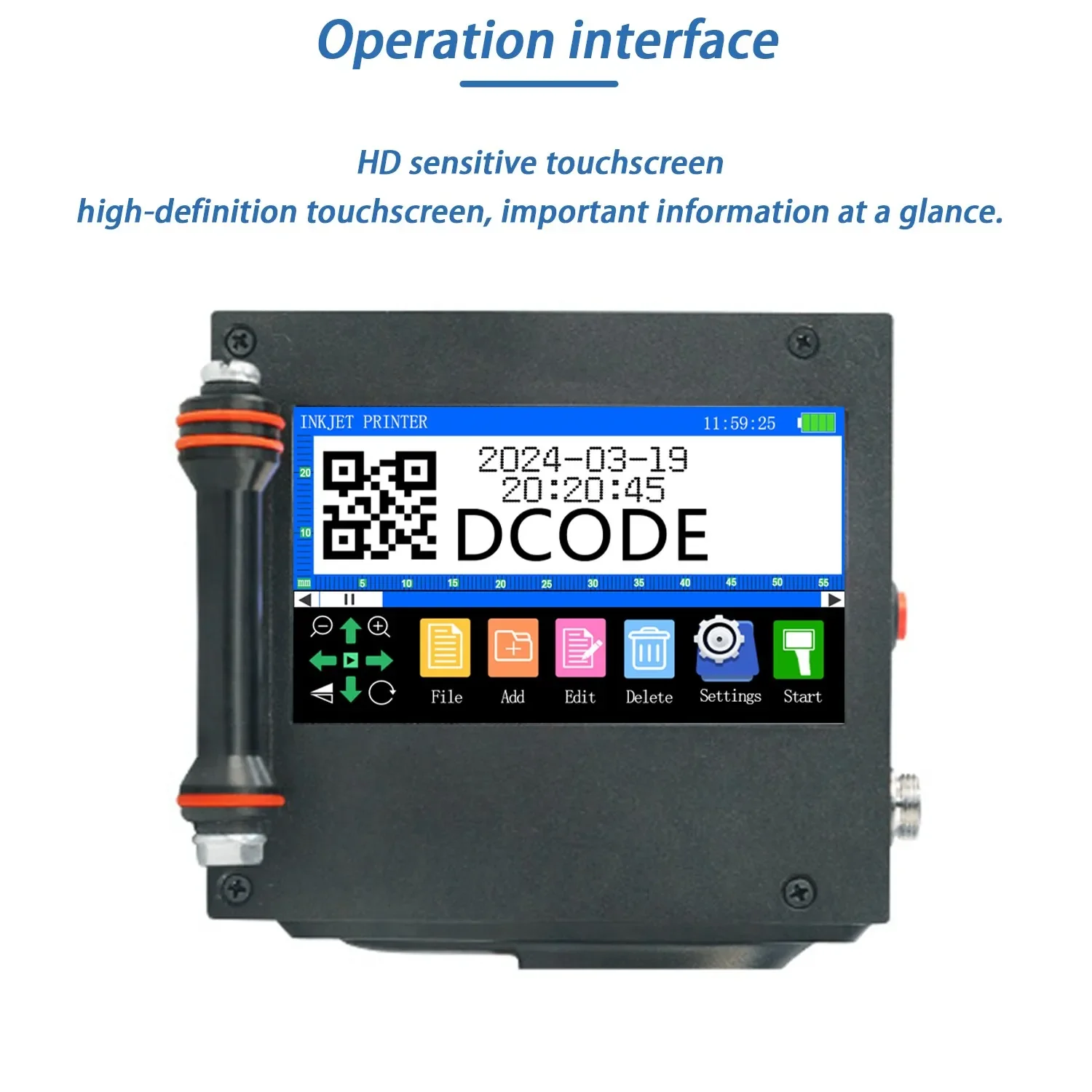 DCODE 530PLUS 50mm Portable Handheld Thermal Inkjet Printer QR Barcode Batch Number Logo Expiry Date TIJ Coding Machine