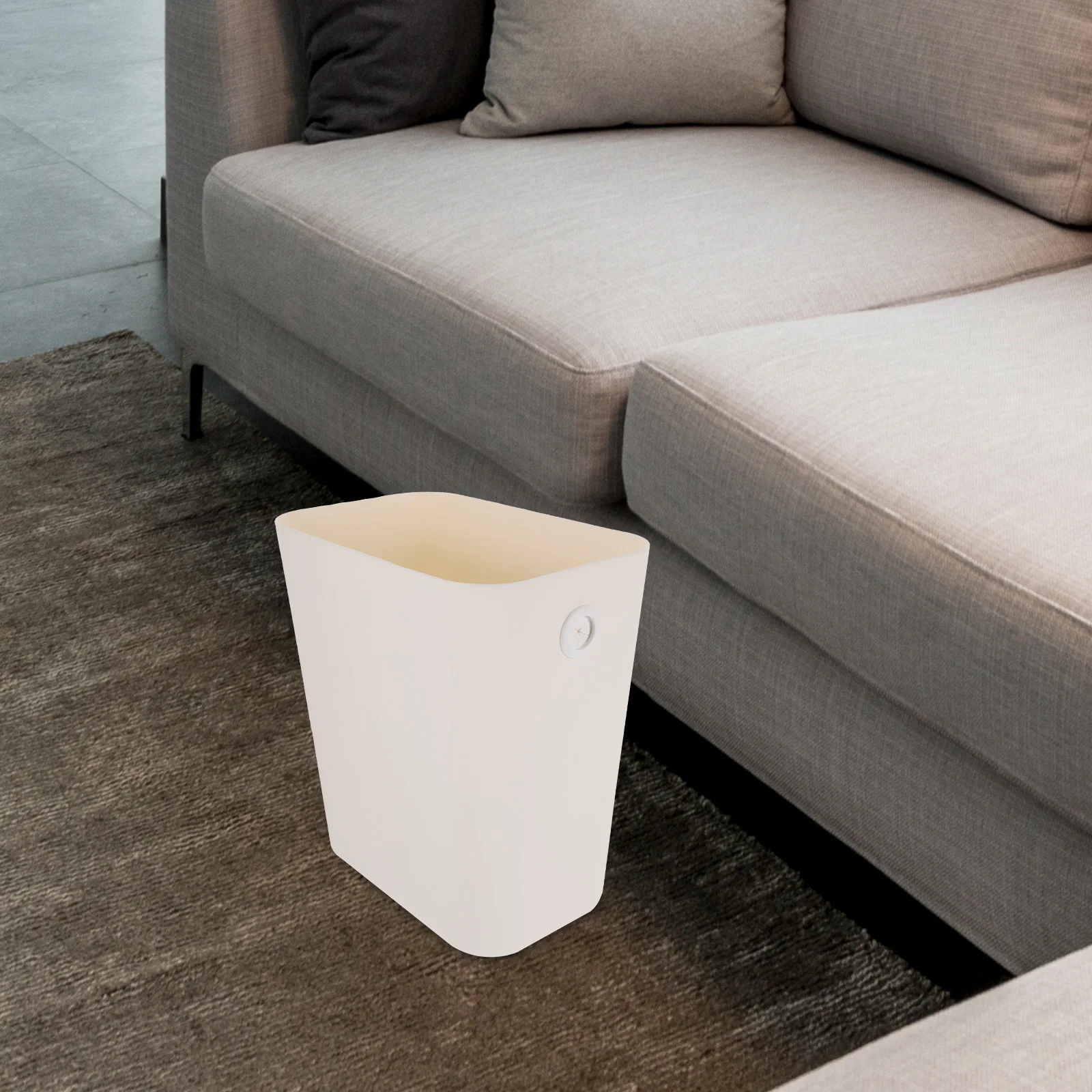 

Slim Garbage Can Small Waste Basket Trash Bin White Litter Boxes Practical Kitchen Bedroom Bathroom Thickened Material Large