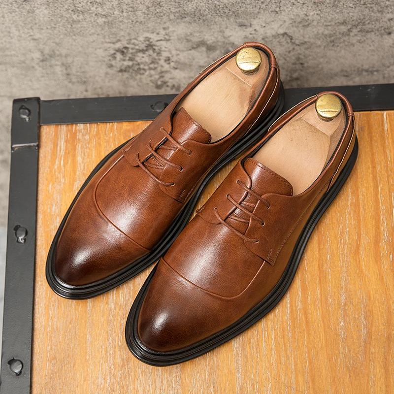 

Men's Leather Brogue Dress Shoes Formal Business Suit Shoes Brown Wedding Italian Banquet Casual Luxury Size 46