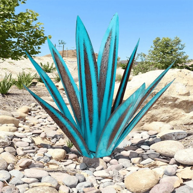 

Grasteay Hand-Painted Rust-Proof Metal Agave Plant Garden Home Decoration Ornaments Courtyard Statue Lawn Decoration