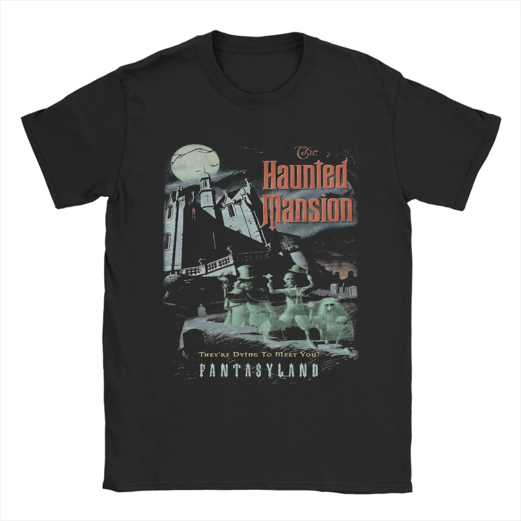

Haunted Mansion Fantasyland 1969 T-Shirts Men Hitchhiking Ghosts Vintage Pure Cotton Tee Crew Neck Short Sleeve T Shirt Clothing
