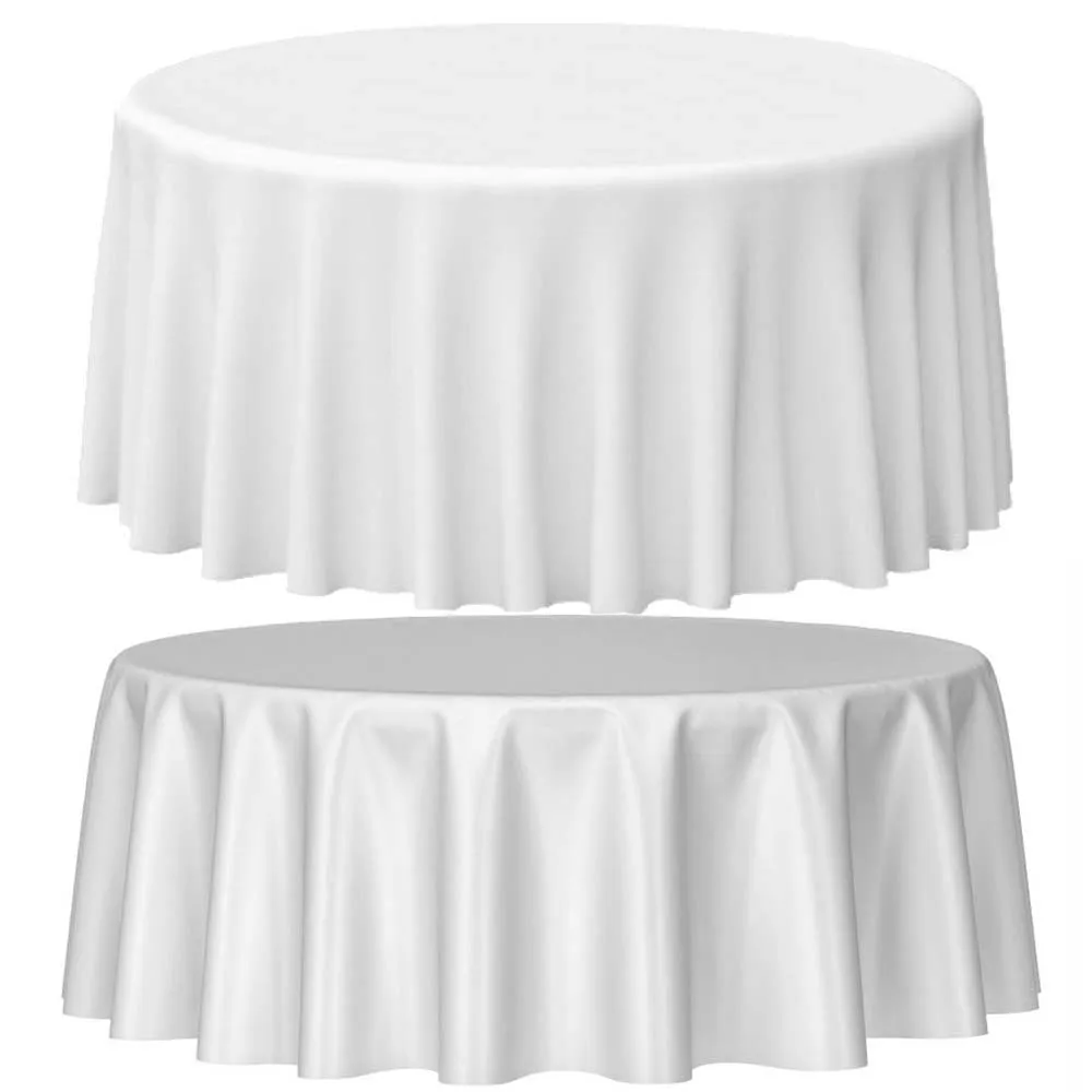 Round Satin Tablecloths White Overlay Cover Bright Smooth Fabric Table Cloth for Wedding Party Restaurant Banquet Decorations