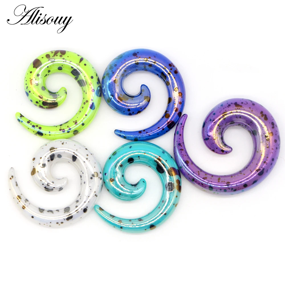 2PCS Acrylic Ear Spiral Plugs Earring Gauges Punk Acrylic Taper Expander Plug Tunnel Piercings Stretcher Kits Body JewelryRing