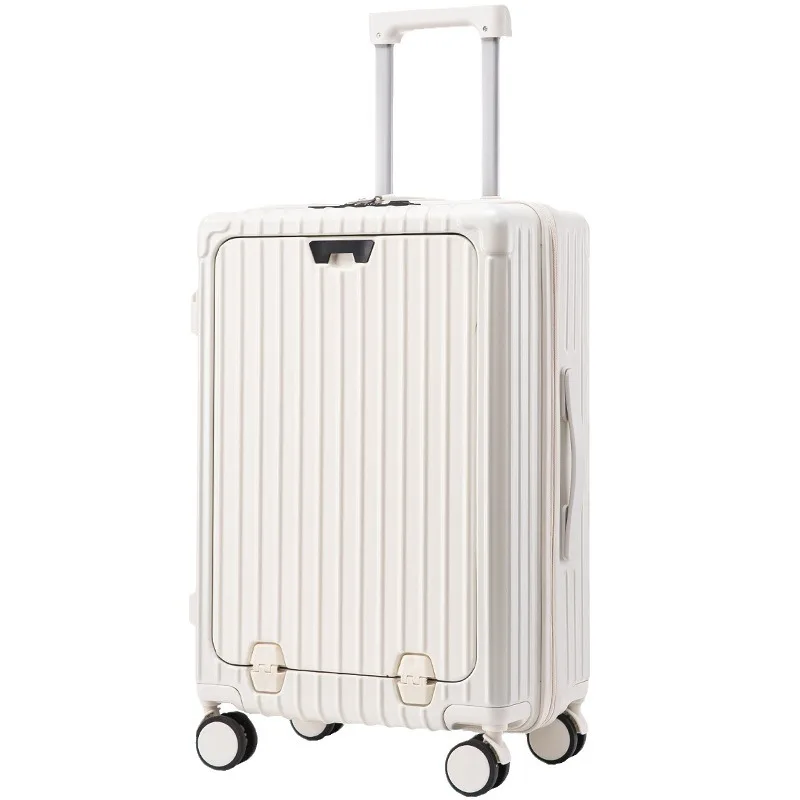 กระเป๋าเดินทางกระเป๋าเดินทางแบบกลิ้ง Multi-Function Zipper PC รถเข็นพร้อมล้อพอร์ตชาร์จ USB พร้อมที่วางแก้ว Boarding Box