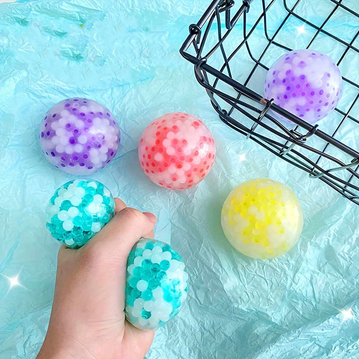 لعبة كرة الإجهاد المطرزة الملونة: الضغط لتخفيف الضغط - لعبة تنفيس تململ ممتعة، مثالية للحفلات، هدايا احتفالية، #3
