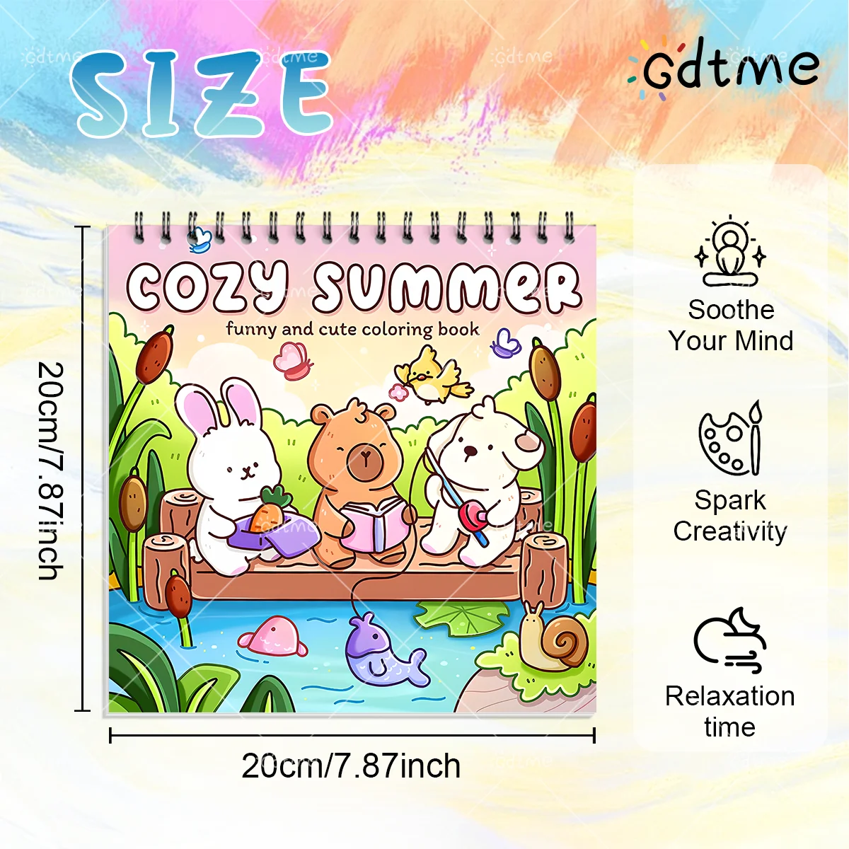 Cozy Summer Adult Coloring Book Animal Summer Scenes Stress Anxiety Relief Mindfulness Relaxing Art Therapy Spiral Bound Book