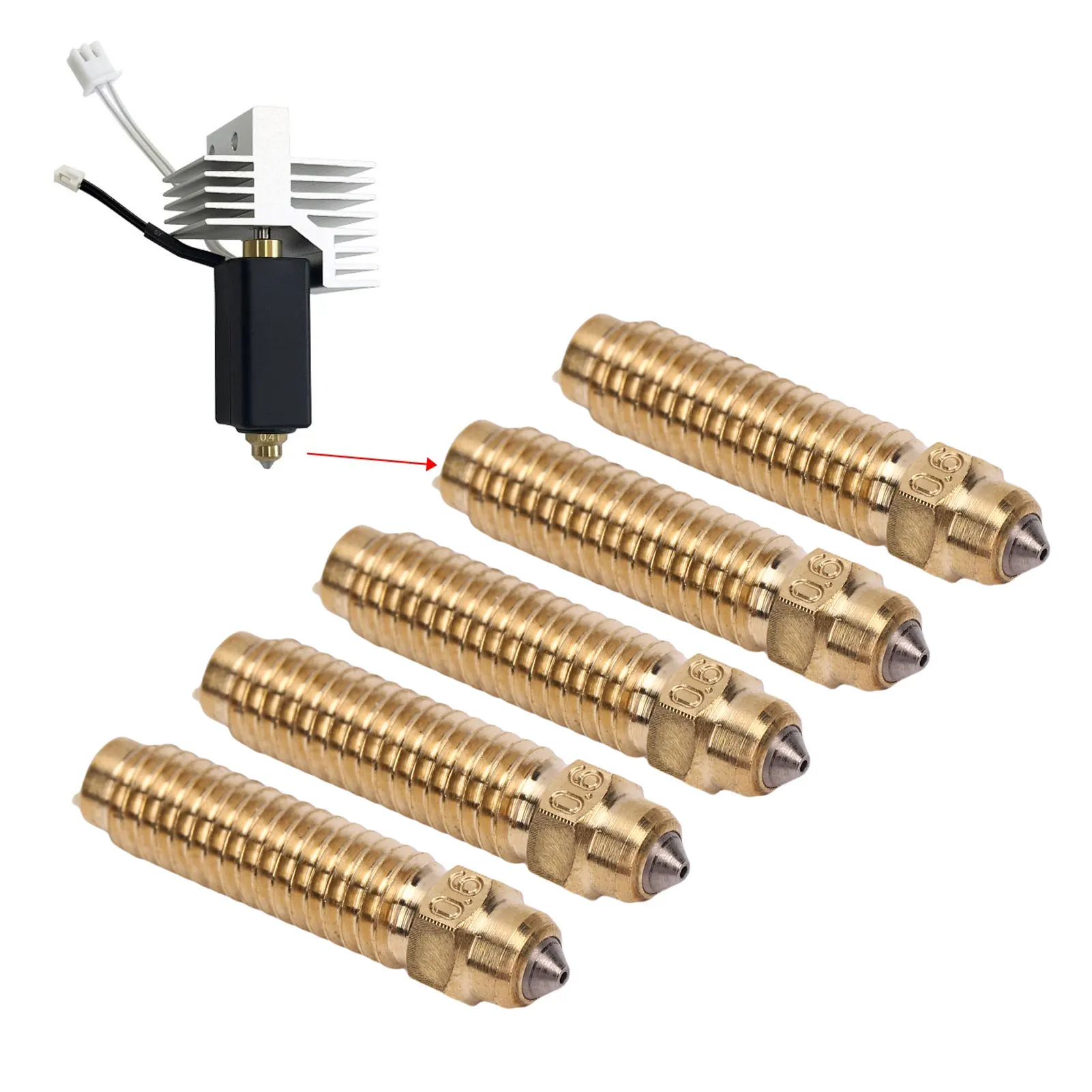 

5Pcs Bimetal Nozzle Replacement for Elegoo Centauri Carbon 3D Printer 0.6mm Brass and Stainless Steel Nozzle