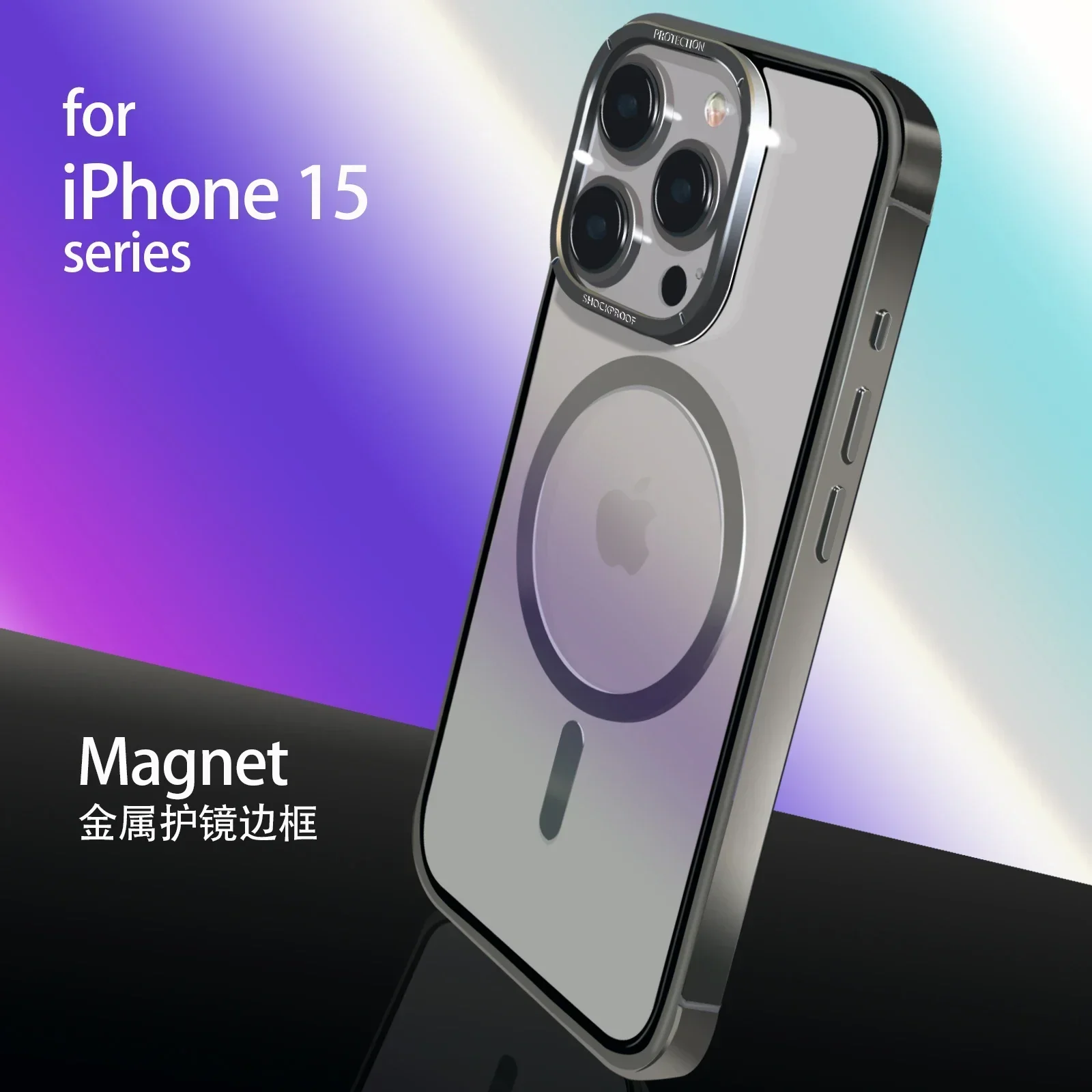 Titanium Metal Frame Magnetic Phone Case For iPhone 16 ProMax 15 Pro Max HD Transparent For Magsafe Wireless Charging Phon Cover