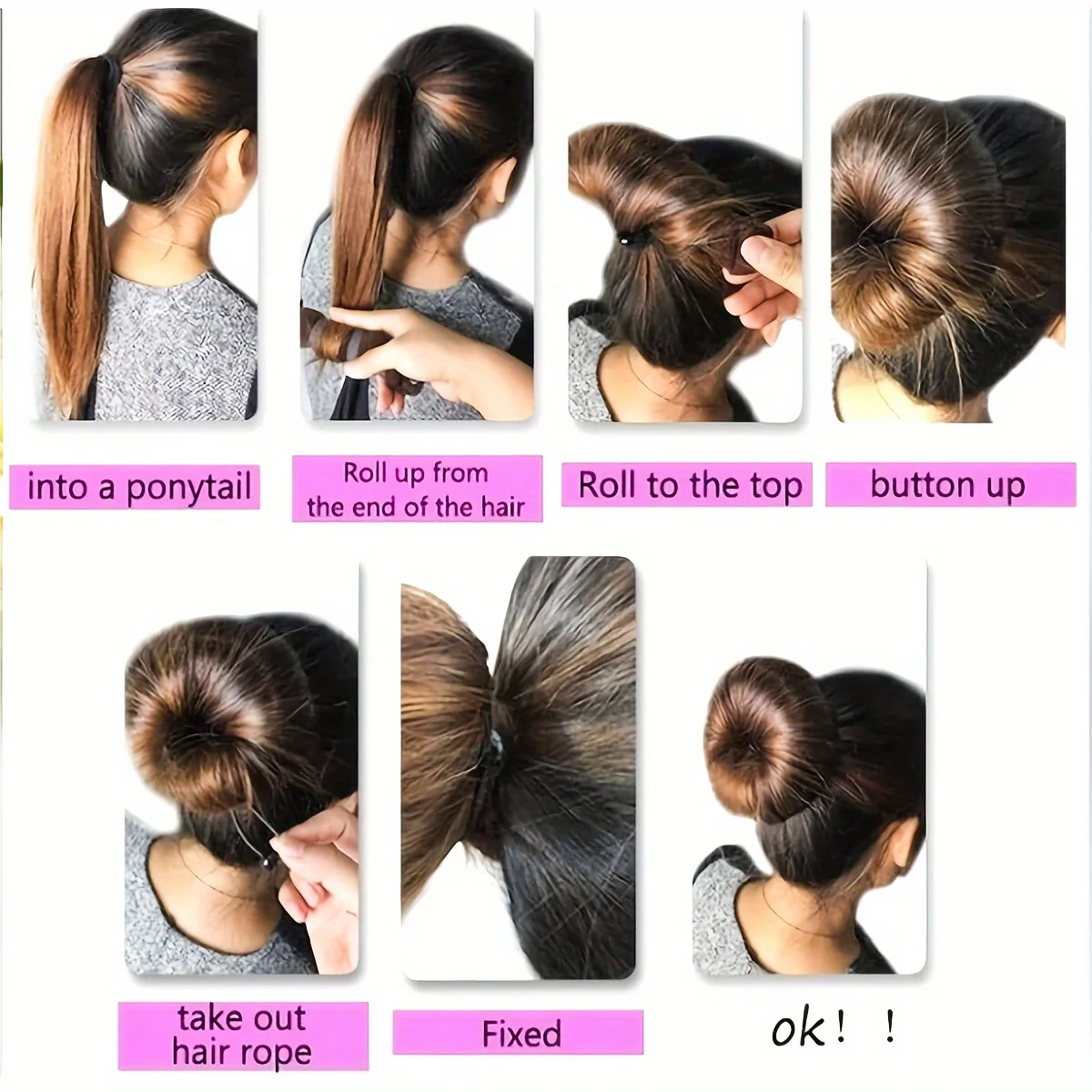 1pc Vintage Mesh Hair Bun Maker - Elegant DIY Hair Foam Donut Tool with Snap Button for Classic Updos - Suitable for Ages
