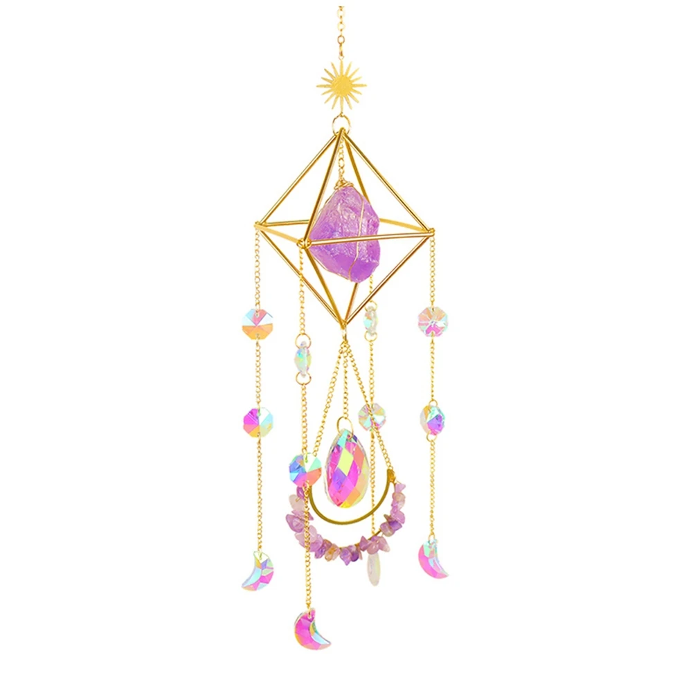 Crystal Wind Chime Sun Prisms Glass Chandelier Pendant Hanging Drop for Outdoor Indoor Garden Wind