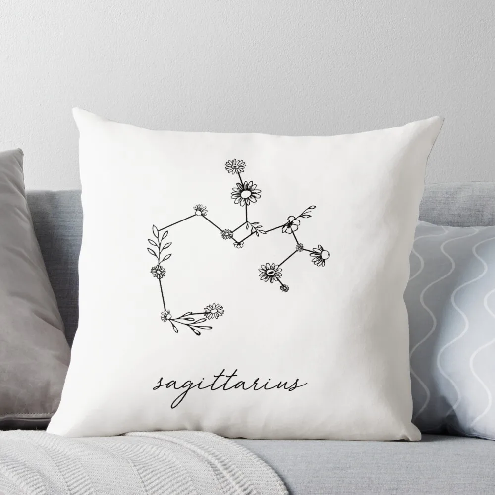 

Sagittarius Zodiac Wildflower Constellation Throw Pillow Cushions Home Decor Cushion Cover Luxury