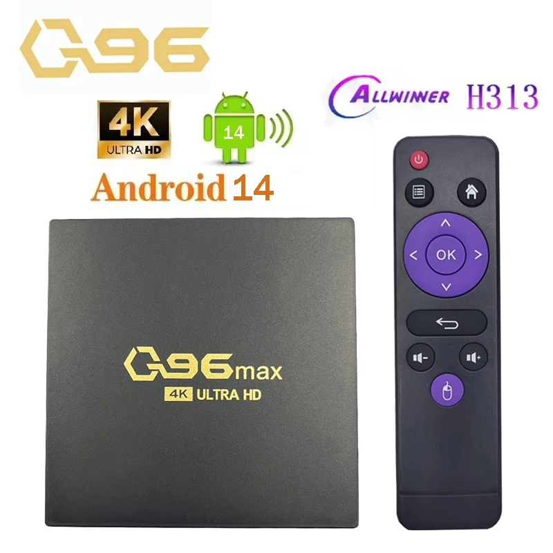 Q96 MAX Smart TV Box Set-top Box Android 14 Odtwarzacz multimedialny Android Allwinner H313 Quad Core WIFI 4K nowa wersja TV Box iptv