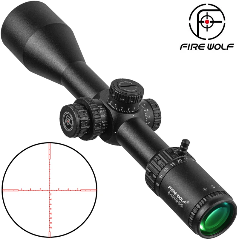 

FIRE WOLF 8-35X50 SFIR Scope Hunting Scope Glass Red Illumination Reticle Side Parallax Turret Lock Reset