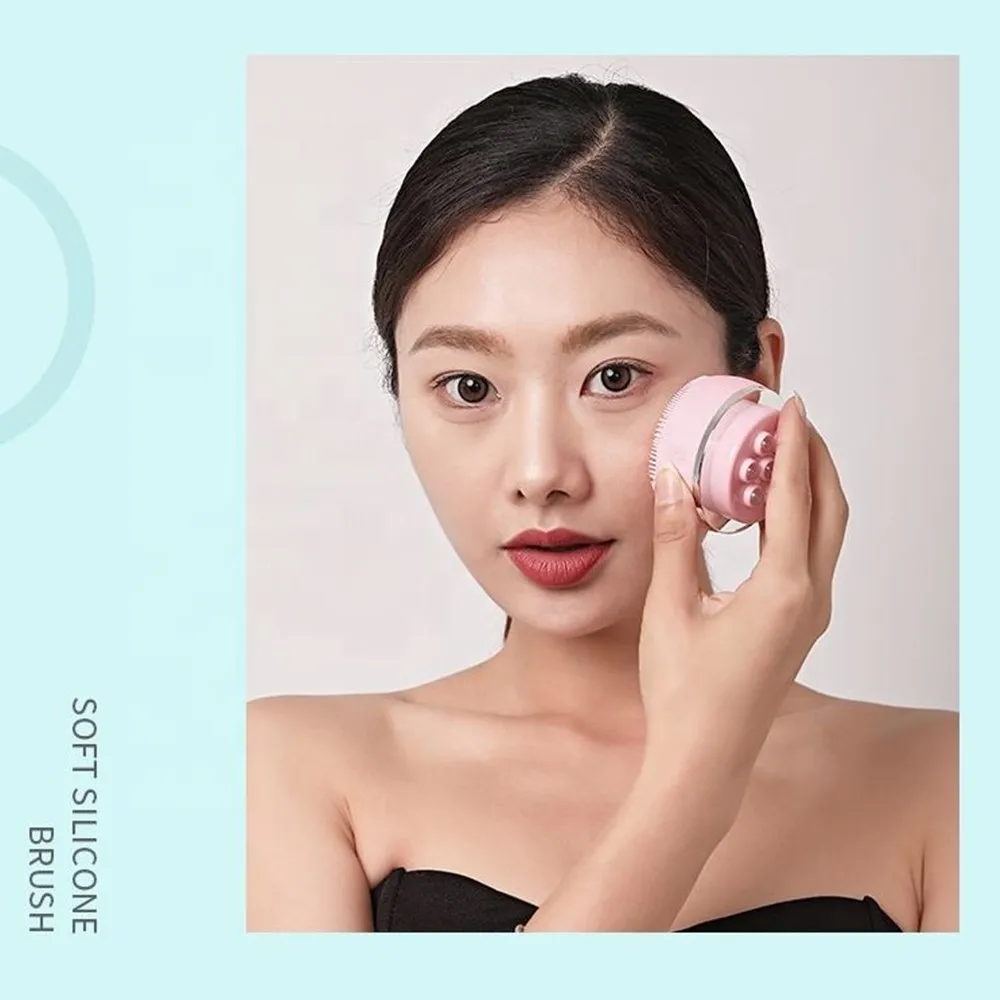 ミニ電動シリコン洗顔ブラシ、フェイシャルリフティングボールローラーマッサージ、美肌ケア