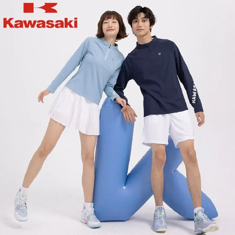 Kawasaki Badminton Clothes Men's Spring And Autumn Long-sleeved Wind-resistant Tennis Sports Tops Running Fitness T-shirts Women