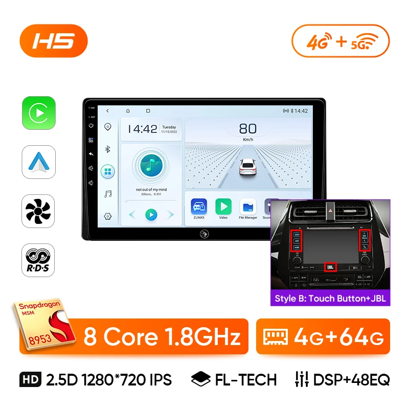 Ainavi Autoradio Voor Toyota Prius 2015 2016 2017 2018 2019 2020 XW50 Draadloze Carplay Android Auto 4G HD IPS Auto Multimedia HDMI