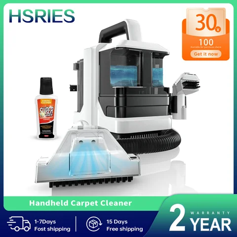 HSRIES W05 휴대용 패브릭 클리너 750W 6000Pa 2in1 진공 세척 긴 런타임 경목 카펫용 컴팩트 대형 배터리 청소