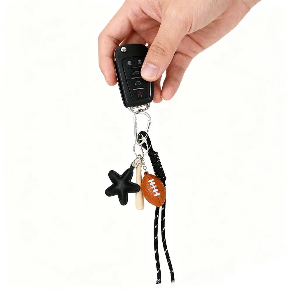 Bag Accessories Elegant Rugby Tassel Keychain PVC Leopard Print Versatile Bag Charm Lemon Dog Leather Baseball Pendants Friends