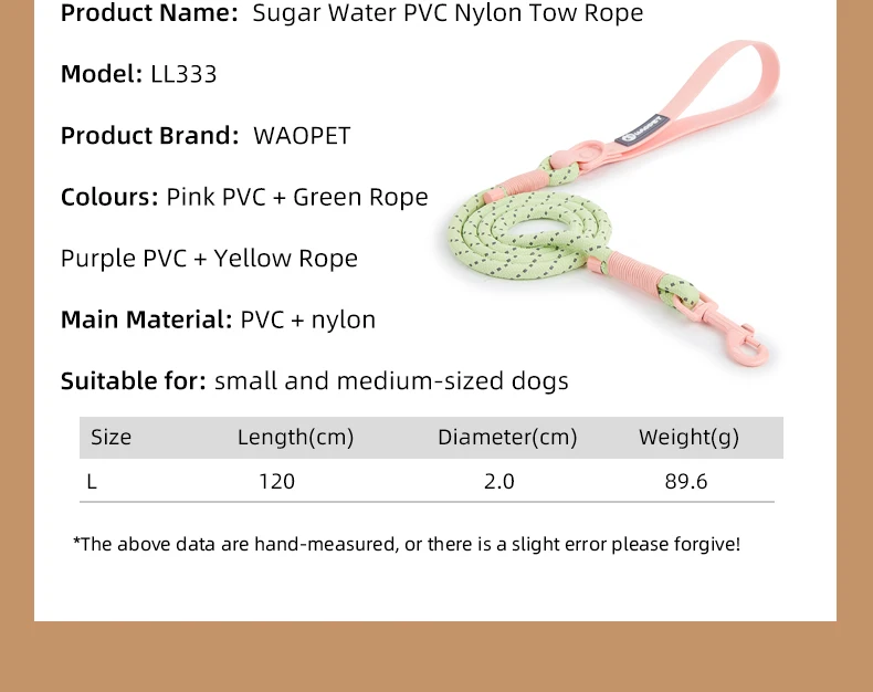 Pet Supplies Dog Collar For Small and Medium Dog Walking Sugar Color Series Cute Style PVC Webbing Collar Leashes Set New Arriva