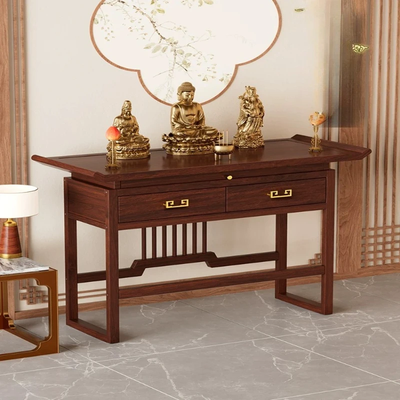 LMM, Solid wood Buddha niche standing cabinet God of Wealth offering table god platform Guanyin Bodhisattva offering cabinet
