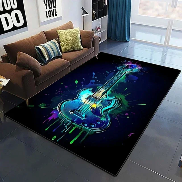 Guitar Melody Printed Carpet Living Room Bedroom Bedside Floor Mat Non-slip Kitchen Bathroom Rugs Hallway Doormat Home Decor