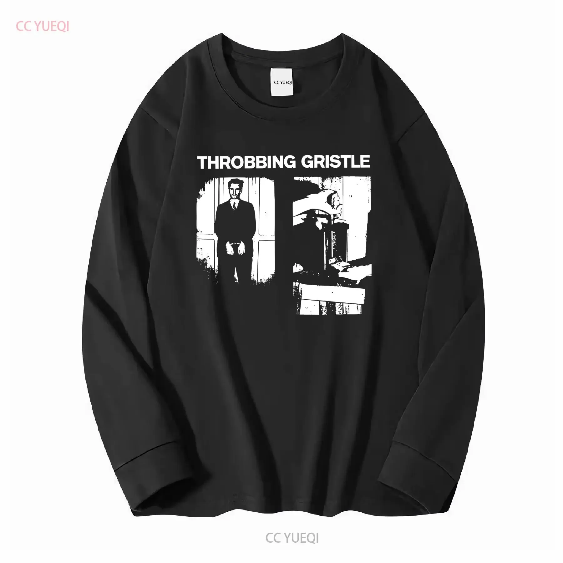 Vtg Throbbing Gristle Band Heavy Cotton All Size Black T Shirt K079 long or short sleeves vintage Washed Top For Everyday Wear